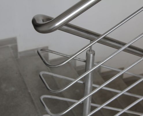 Stainless steel staircase handrail from office building